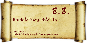 Barkóczy Béla névjegykártya